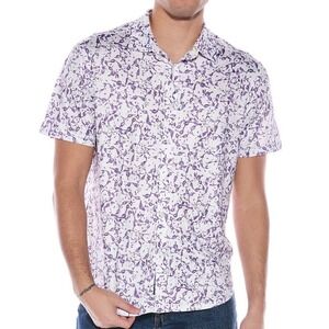 NEW Robert Graham Classic Fit Button Up Mattera Knit Shirt Purple Short Sleeve S
